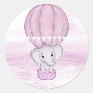 Pink Elephant Hot Air Ballon Aufkleber