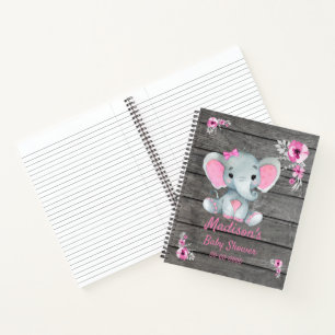 Pink Elephant Hues Book Baby Showdusche Notizbuch