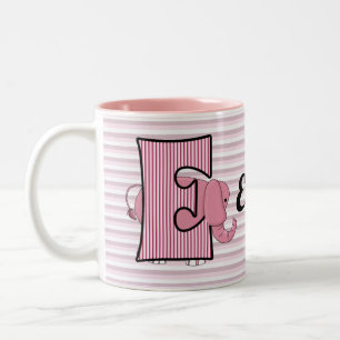 Pink Elephant Mit Monogramm Buchstabe E mit Name K Zweifarbige Tasse