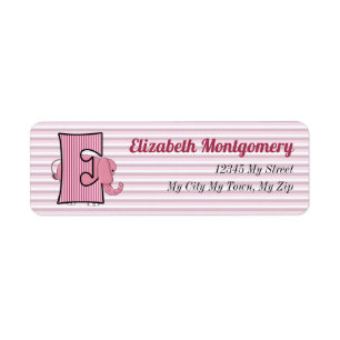Pink Elephant Monogram Letter E-Adresse