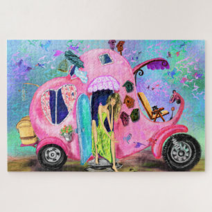 Pink Elephant Motorhome Reisen Girl Puzzle Geschen