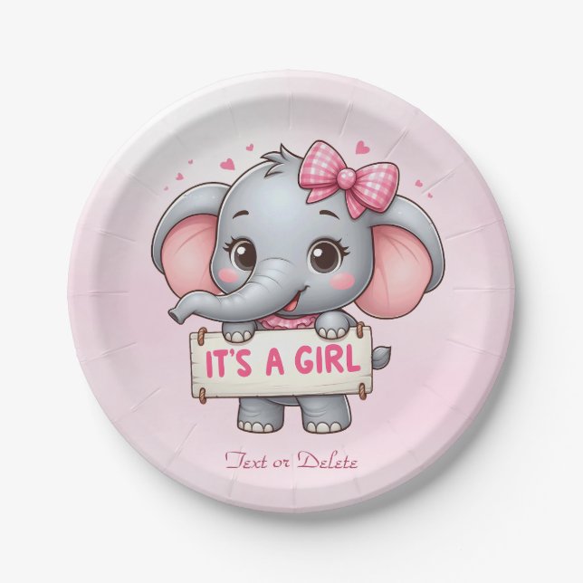 Pink Elephant Paper Plate Pappteller (Vorderseite)