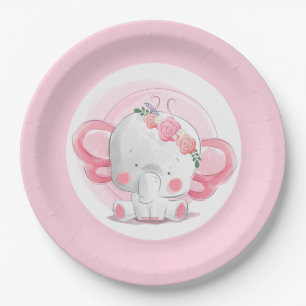 Pink Elephant Pappteller