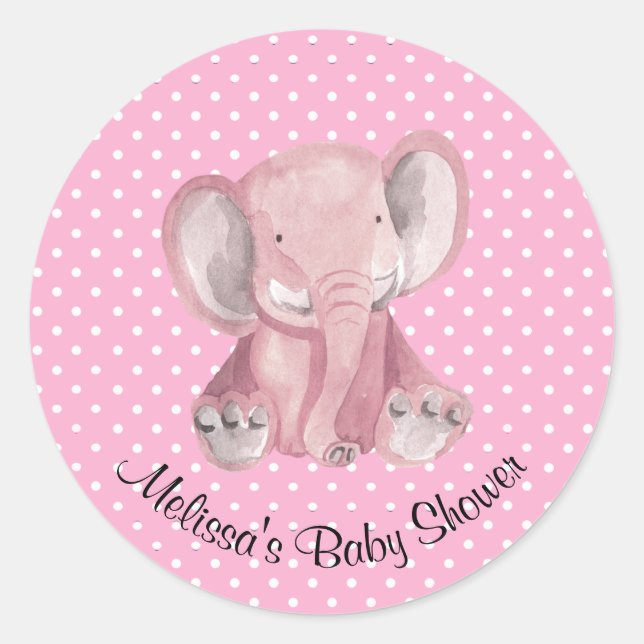 Pink Elephant Polka Dot Design Geschenktasten Runder Aufkleber (Vorderseite)