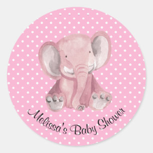 Pink Elephant Polka Dot Design Geschenktasten Runder Aufkleber