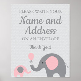 Pink Elephant schreiben Sie Ihre Name-Adresse auf  Poster