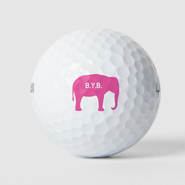 Pink Elephant-Silhouette mit benutzerdefiniertem T Golfball (Vorderseite)