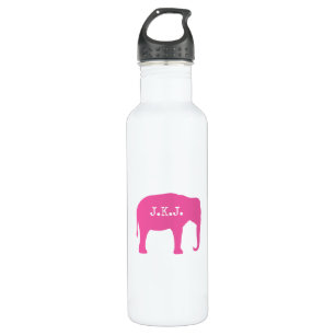 Pink Elephant-Silhouette mit Ihrem Text Edelstahlflasche