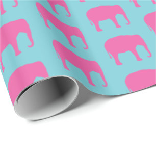 Pink Elephant Silhouetten Muster Geschenkpapier