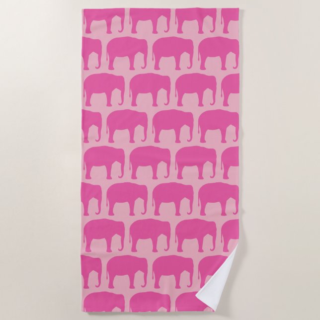 Pink Elephant Silhouetten Muster Strandtuch (Vorderseite)