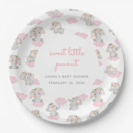 Pink Elephant Sweet Little Peanut Baby Dusche Pappteller