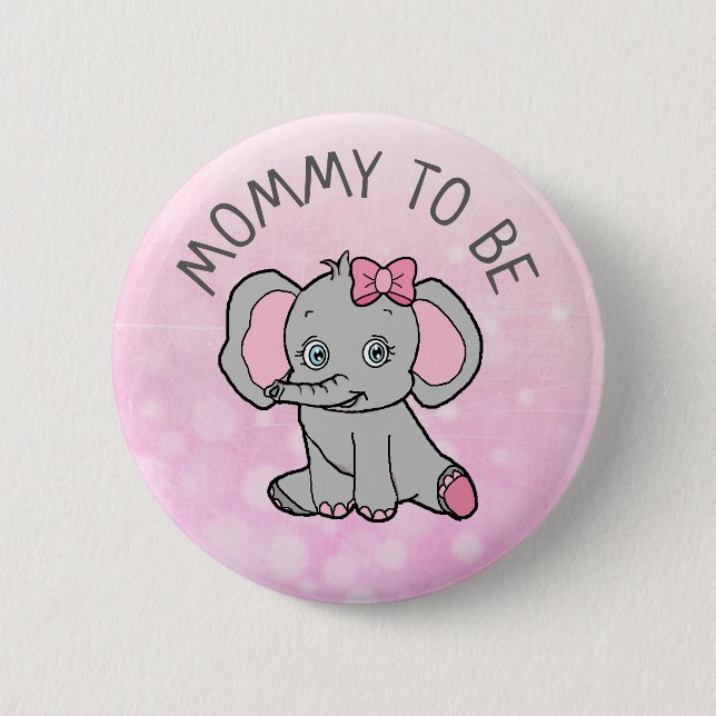 Pink Elephant Themed Mama to Be Baby Dusche Button (Vorderseite)