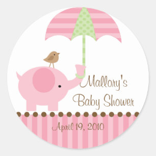 Pink Elephant Umbrella Baby Shocker Runder Aufkleber