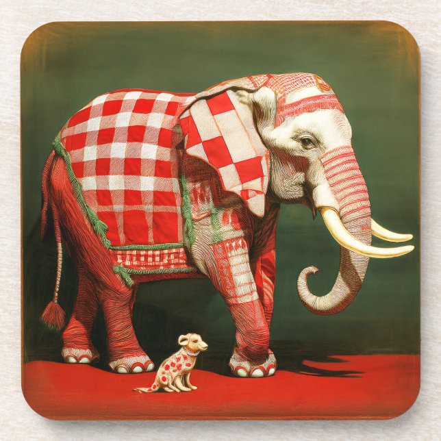 Pink Elephant und Polka Dot Chihuahua Getränkeuntersetzer (Vorderseite)