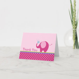 Pink Elephant Vielen Dank Note Card Dankeskarte