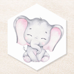 Pink Elephant Watercolor Babydusche Untersetzer