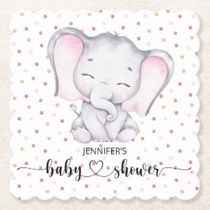 Pink Elephant Watercolor Babydusche Untersetzer