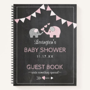 Pink Elephants Baby Showküche Gästebuch Notizbuch