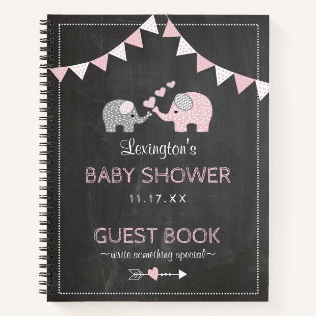 Pink Elephants Baby Showküche Gästebuch | Notizbuch (Vorderseite)