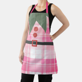 Pink Elf Kariert Weihnachten Schürze