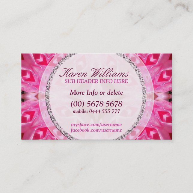 Pink Energy New Age Holistic Business Card Visitenkarte (Vorderseite)