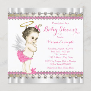 Pink Engel Baby Mädchen Shower Einladung
