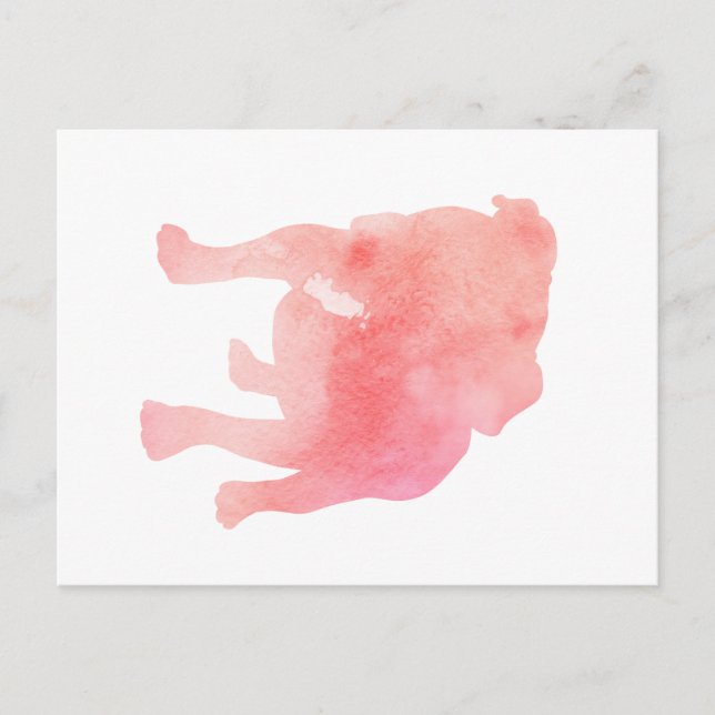 Pink English Bulldog Dog Art Postkarte (Vorderseite)
