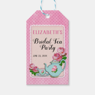 Pink English Hütte Style Bridal Tee Party Dusche Geschenkanhänger