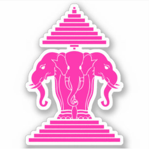 Pink Erawan Three Headed Elephant Lao / Laos Flag Aufkleber