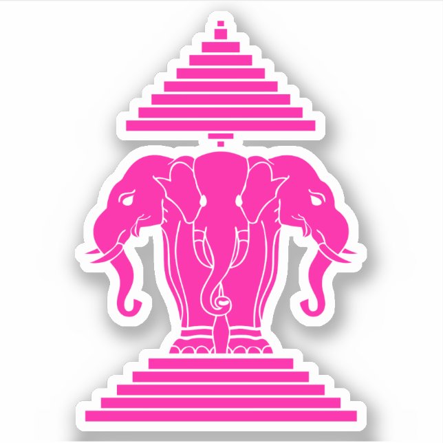 Pink Erawan Three Headed Elephant Lao / Laos Flag Aufkleber (Vorderseite)