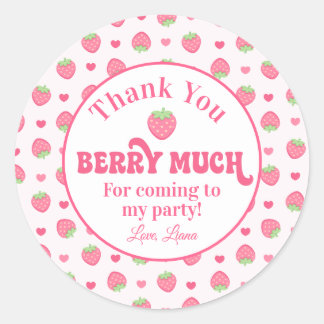 Pink Erdbeere Vielen Dank Berry Viel Geburtstag Runder Aufkleber