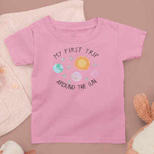 Pink Erster Ausflug zum 1. Geburtstag der Sun Girl Baby T-shirt
