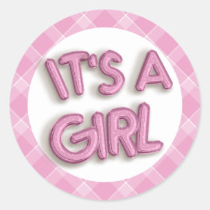 Pink Es ist ein Girl Baby Duschkleber - Round Fevo Runder Aufkleber