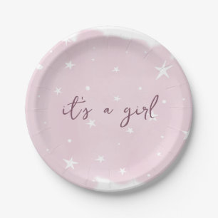 Pink Es ist eine Girl Watercolor Baby Dusche Pappteller