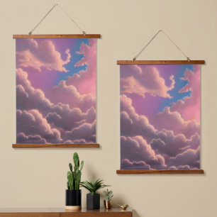 Pink Ethereal Sky Wandteppich Mit Holzrahmen