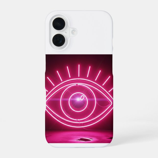 Pink Evil Eye Neon Sign Glow iPhone 16 Hülle (Rückseite)
