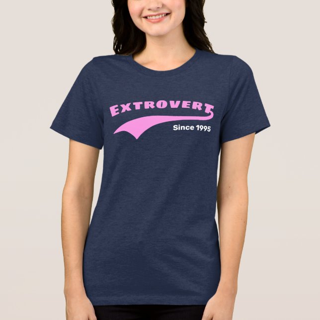 Pink Extrovertierte Typografie Swoosh Benutzerdefi Tri-Blend Shirt (Vorderseite)