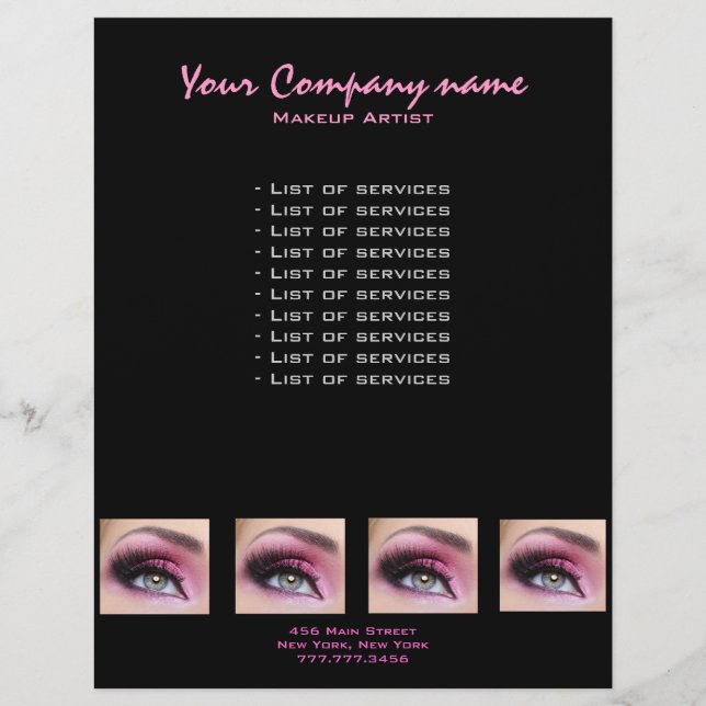 Pink Eyeshadow Long Lashes Wimpern Wimpernschlag W Flyer (Vorne)