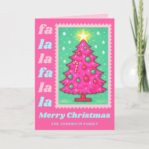 Pink Fa La Christmas Tree Briefmarke Feiertagskarte
