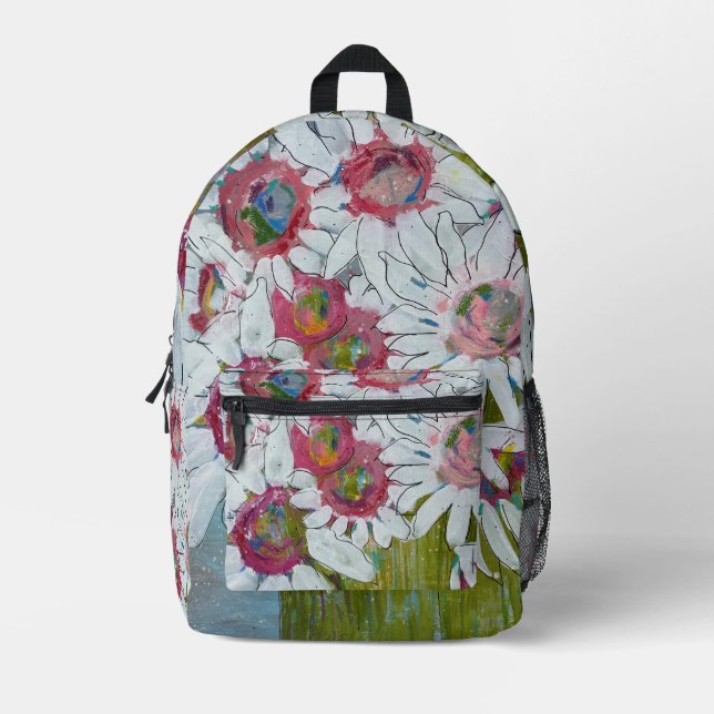 Pink Faces by Lydia's Art Sangria Bedruckter Rucksack (Vorderseite)