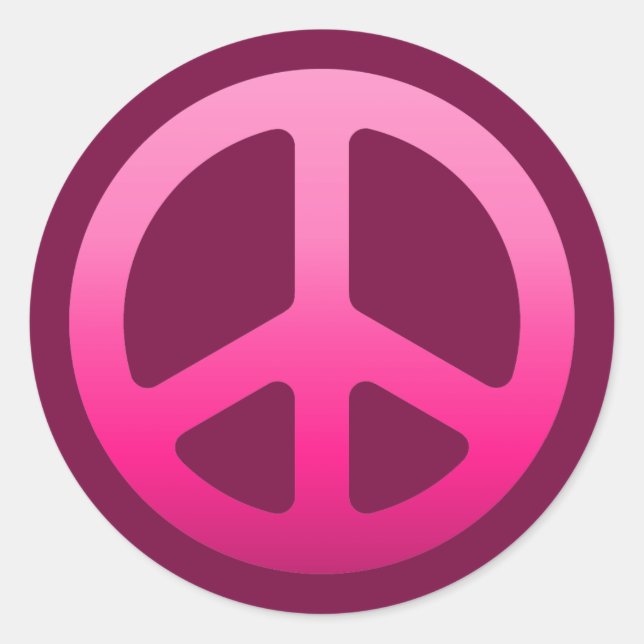 Pink Fade Peace Sign Runder Aufkleber (Vorderseite)