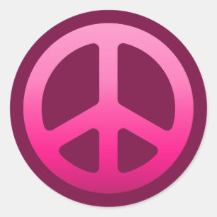 Pink Fade Peace Sign Runder Aufkleber
