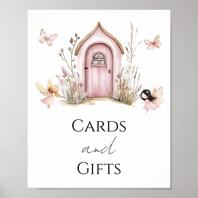 Pink Fairies Baby in Blütenduschkarten und Geschen Poster (Vorne)