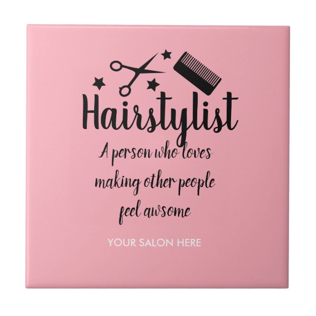 Pink Fairstylist Zitat Funny Friseur Stars Fliese (Vorderseite)