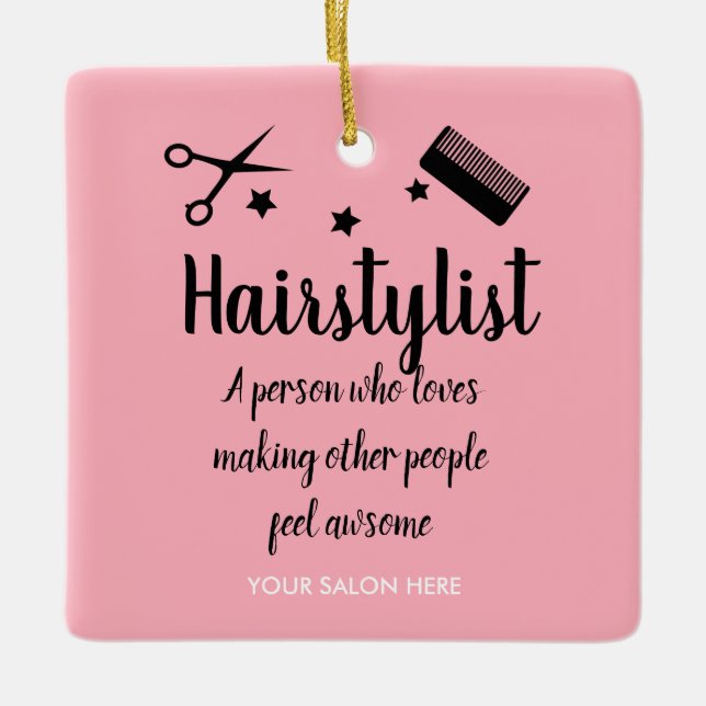 Pink Fairstylist Zitat Funny Friseur Stars Keramikornament (Vorderseite)