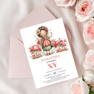 Pink Fairy 2. Geburtstag Pastell Blumen Party Einladung