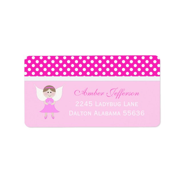 Pink Fairy Address Labels Adressaufkleber (Vorne)