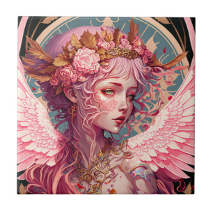 Pink Fairy Angel Fantasy Art Fliese