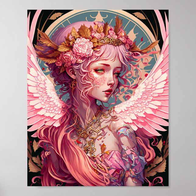 Pink Fairy Angel Fantasy Art Poster (Vorne)