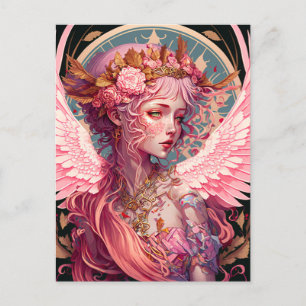 Pink Fairy Angel Fantasy Art Postkarte